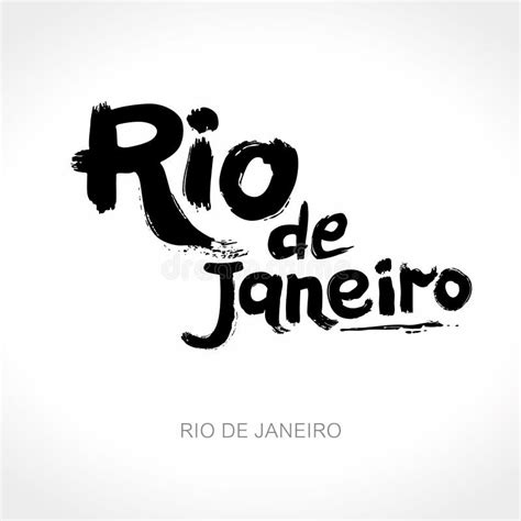 Rio De Janeiro Hand Drawn Lettering Calligraphy And Abstract Landscape