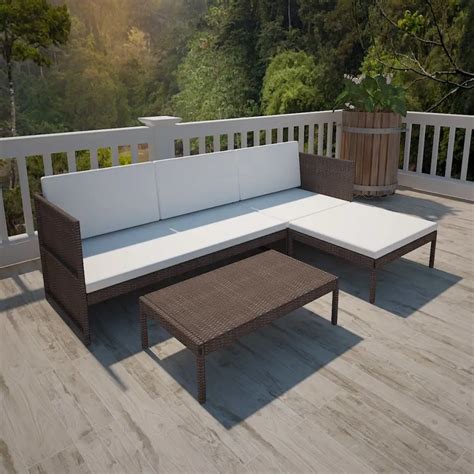 Vidaxl Brown Outdoor Poly Rattan Lounge Set Three Seat Sofalounge Set