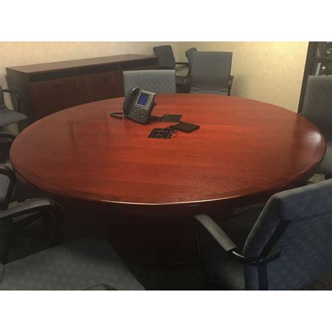Steelcase Used 72 Inch Round Conference Table Mahogany National