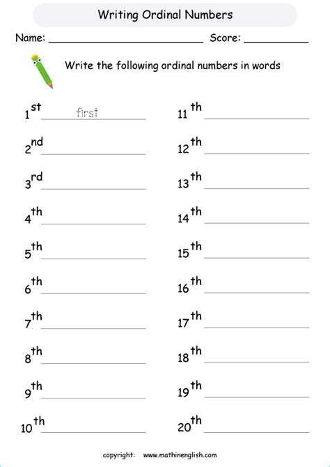Ordinal Numbers Worksheet 1 20 Numbersworksheet Color