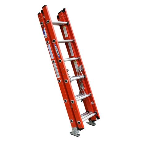 Extension ladders are intended to be used at an angle of 75.5 degrees, which is equivalent to the length of the ladder being 4 times the horizontal distance between the point of support and the foot of the ladder. Shop Werner 16-ft Fiberglass 300-lb Type IA Extension ...