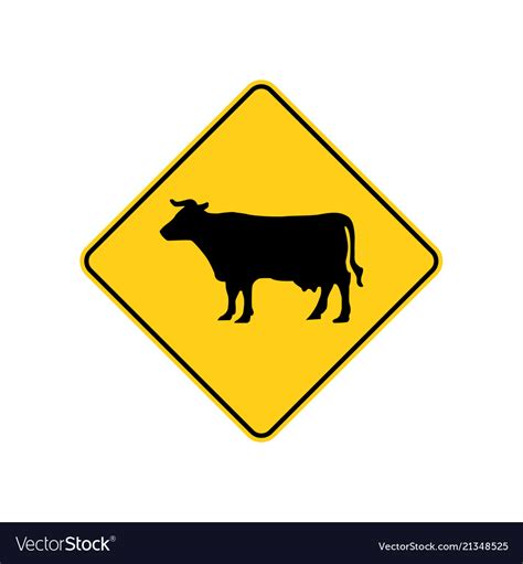 Usa Traffic Road Signs Cattle Ahead Or Crossing Vector Image