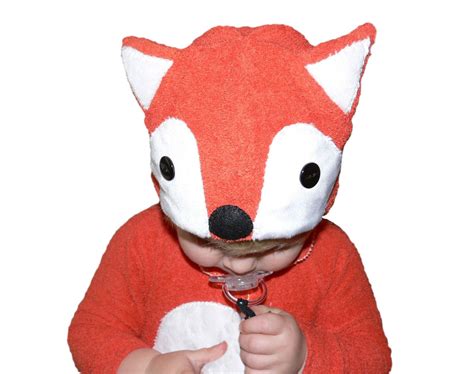 Size 0 3m Rusty Red Fox Baby Onesie Costume With Hat Etsy Baby Fox