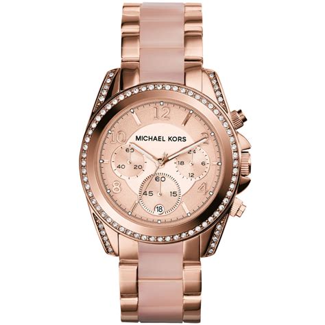 michael kors mk5943 women s chronograph two tone bracelet strap watch in gold rose gold save