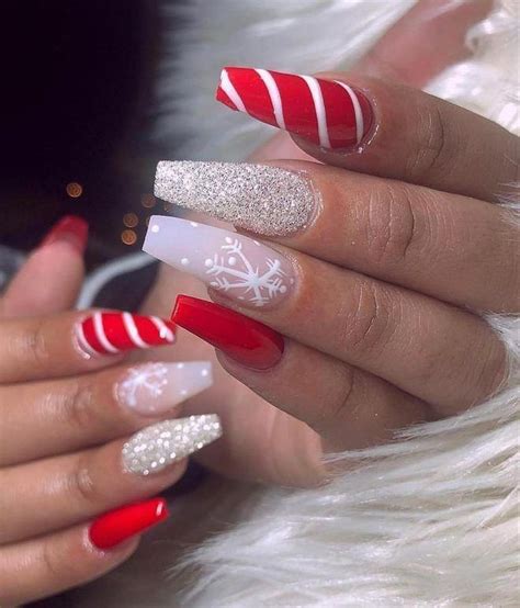 Christmas Nails French Tip Holidays Coffin