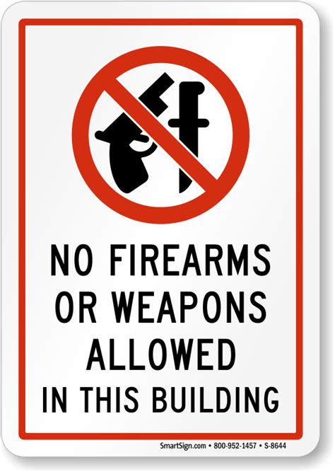 No Firearms Or Weapons Allowed Sign No Gun Knife Signs
