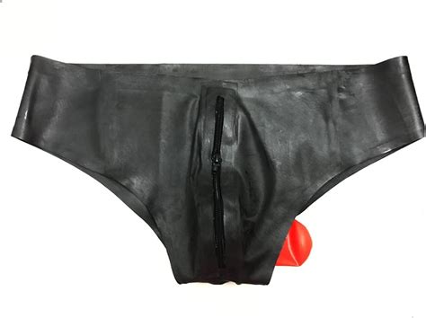 Amazon Com Yilen Latex Panties Underwear Latex Shorts With Ring Anal Sheath With Front Zipper