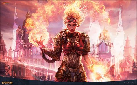 Fire Goggles Magic Woman Game Magic The Gathering 2k Armor Girl Hd Wallpaper