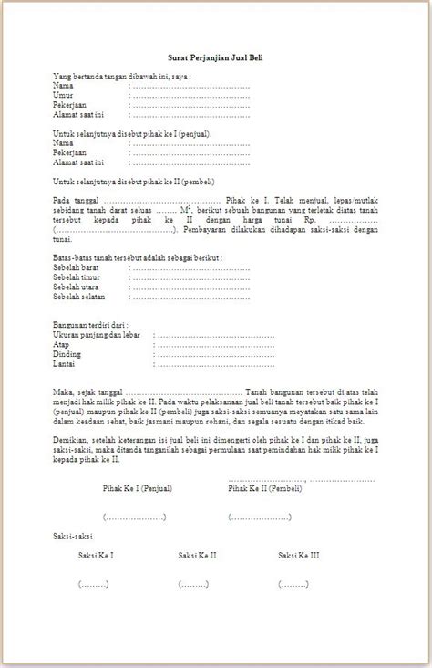 Contoh Surat Jual Beli Tanah Kosong | Surat, Format, Informative