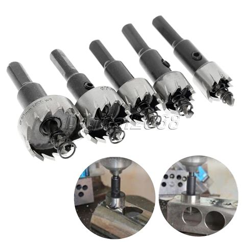 5pcs Drill Bits Hole Saw Set Carbide Tip Hss High Speed Steel Stainless