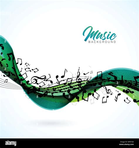 Vector Music Illustration With Falling Notes And Abstract Color Design