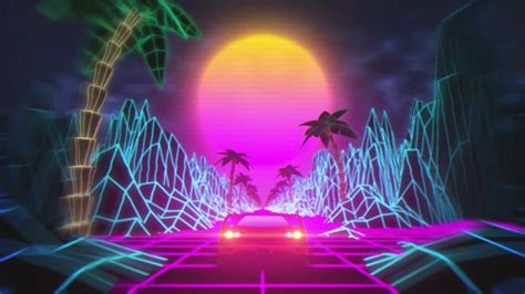 Artstation Stylized Retro Synthwave Animated Background