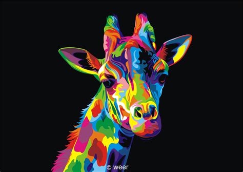 Colorful Vector Animals By Wahyu Romdhoni Giraffe Painting Animal