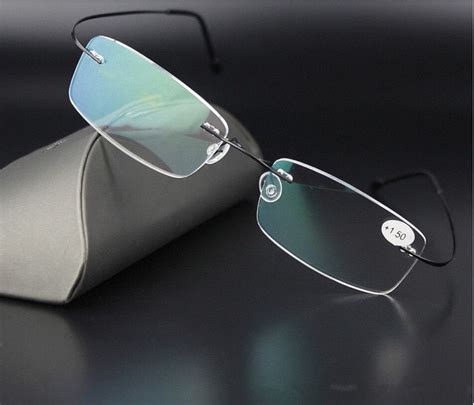 high quality 3 colors unisex ultra light titanium alloy rimless reading glasses flexible