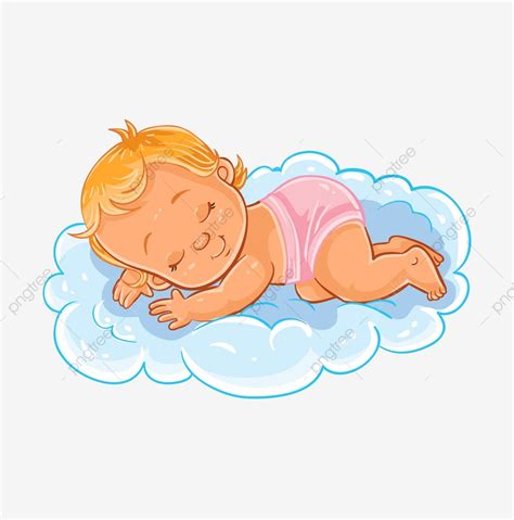 Ilustración Vectorial De Un Bebé Pequeño En Un Pañal Dormido Usando Una