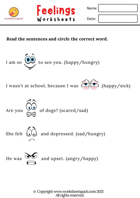Feelings worksheets PDF - Printable and Online Worksheets Pack