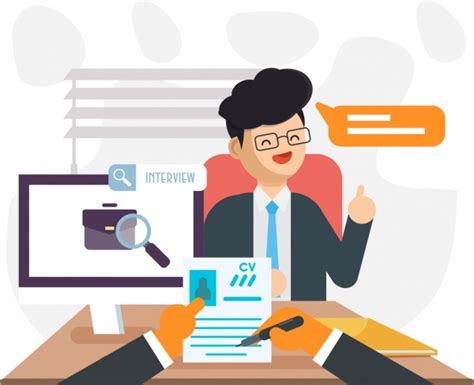 Job Interview Background Candidate Icon Cartoon Character Vectors
