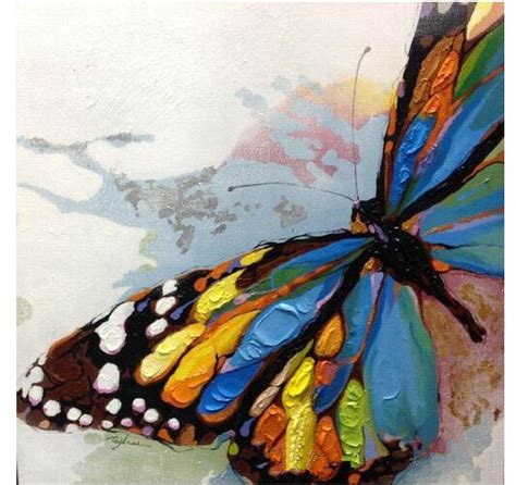 Hand Painted Beautiful Butterfly Abstract Canvas Oil