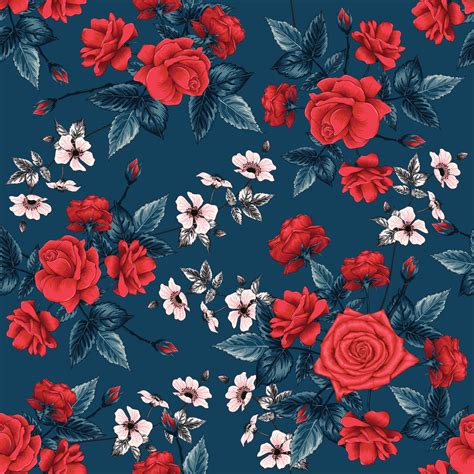 Seamless Pattern Floral Red Rose Flowers Abstract Background 3020670 Vector Art At Vecteezy