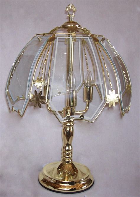 Clear Glass Touch Lamp With Brass Finish