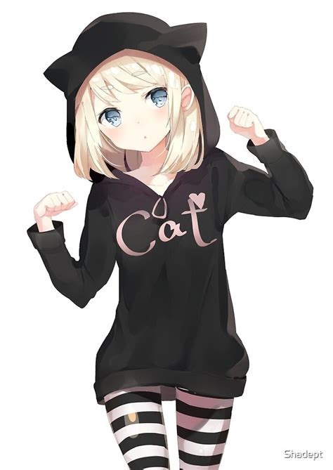 Cat Girl Wearing A Hoodie By Shadept Redbubble