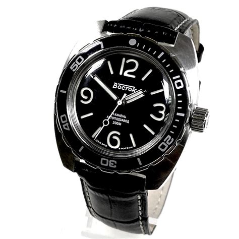 russian automatic watch vostok amphibia with sandwich dial superluminova and black bezel 200m