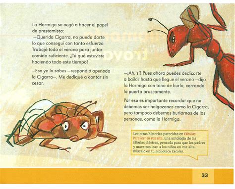 La Cigarra Y La Hormiga Español Lecturas 2do Grado Apoyo Primaria