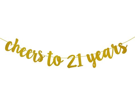 Buy Fecedy Gold Glitter Cheers To 21 Years Banner For 21th Birthday
