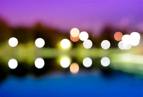 Bokeh Of City Lights With Reflections In A River Stock Image Image Of