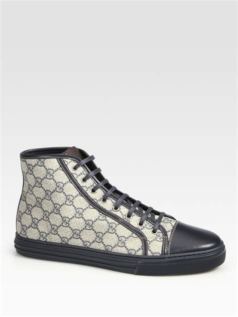 Lyst Gucci California High Top Lace Up Sneakers In Blue For Men