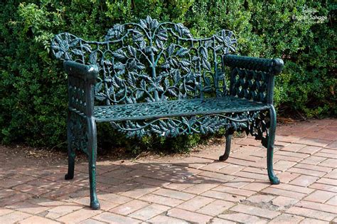 Oak Leaf Green Cast Iron Garden Bench