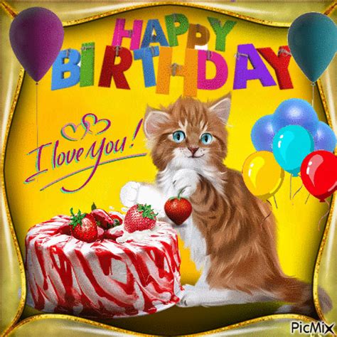I Love You Happy Birthday  With Cat Pictures Photos And Images For