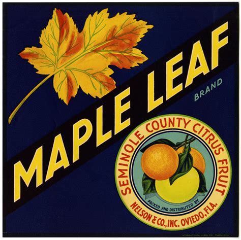 Florida Memory Maple Leaf Brand Citrus Label