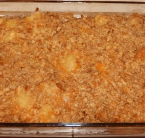 Top with crushed crackers and pour the melted butter evenly over crackers. PAULA DEEN'S PINEAPPLE CASSEROLE I have two pineapple ...