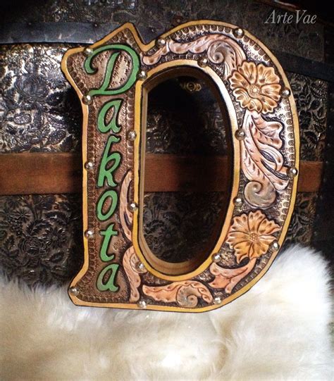 Block Letter Custom Designed Tooled Leather By Tamra At Artevae