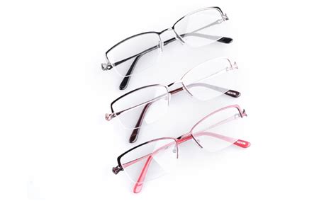 poesia stainless steel pc womens semi rimless optical glasses
