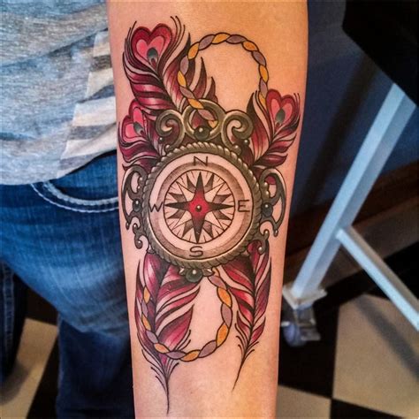 Compass And Feathers Tattoo By Matt Rousseau Your Flesh Tattoo