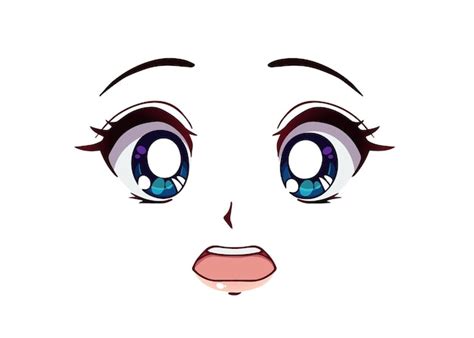 Premium Vector Scared Anime Face Manga Style Big Blue Eyes Little