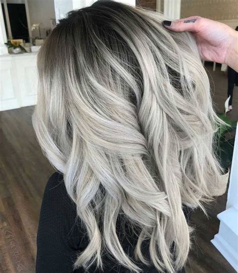 Ash Gray Ombre Balayage Hair Color Brunette Black Gray Hair Color My