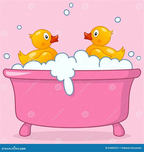 Cartoon Girl Bathtub With Rubber Ducks Stock Vector Illustration Of Rubber Shower 63882557