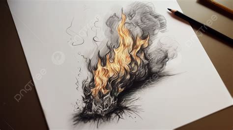Drawing In Pencil With A Fire On It Background Fire Pictures Drawings