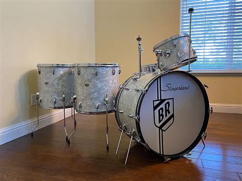 Slingerland Buddy Rich 1970s Vintage 5 Piece Drum Set White Reverb