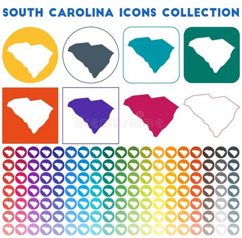South Carolina Icons Collection Stock Vector Illustration Of Design