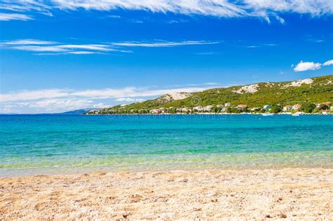 Beautiful Beach On Adriatic Sea Shore In Croatia On Pag Island Stock