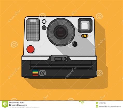 A Flat Vector Illustration Of A Polaroid Camera Stock Vector