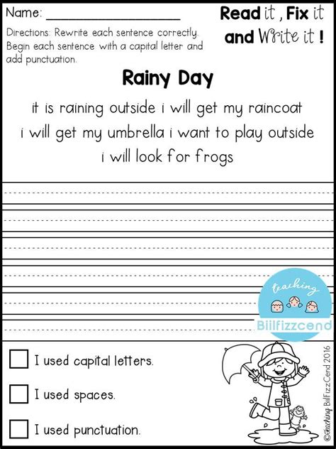 Grade 1 Start The Sentence Worksheet