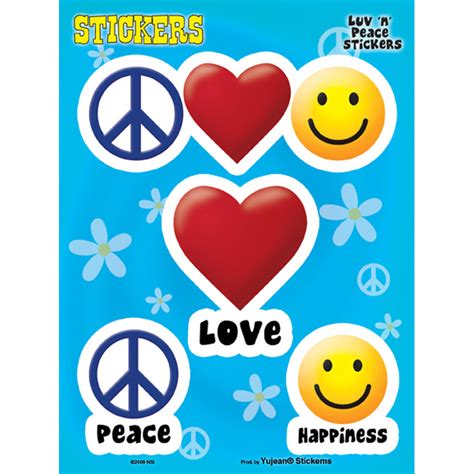 Peace Love And Happiness Set Of 4 Sticker Sheet At Sticker Shoppe