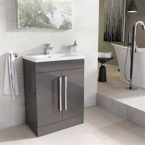 H linen storage cabinet in dove grey. Newton Floor Standing Bathroom Vanity Unit Anthracite Grey ...