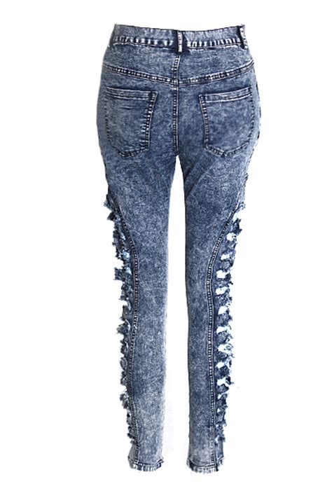 hot womens broken hole ripped stylish high waisted skinny ripped jeanslw fashion online for