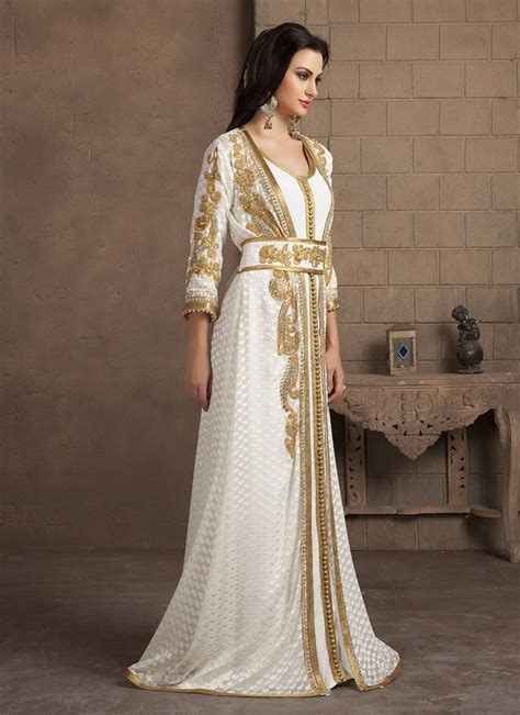 bushra moroccan kaftan wedding dresses with long sleeve luxury gold detail lace beaded arabic